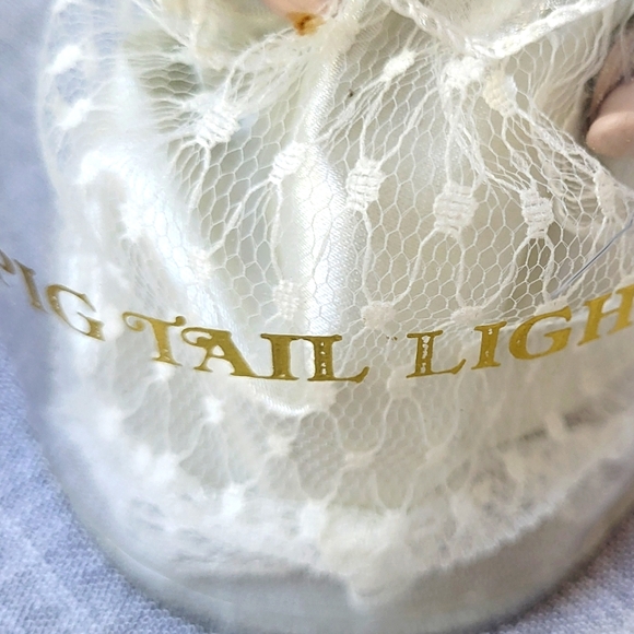 🎄Vintage One Light Angel Pig Tail Ornament/Tree Topper Cream white Dress NWT 5" - Picture 4 of 4